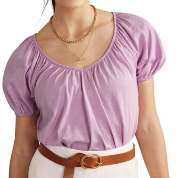 Boden Purple Cotton V Neck Top - Picture 1 of 5